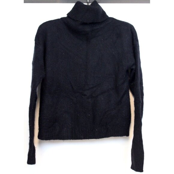 VTG 80s Michelle Stuart Soft Angora Black Sweater sz M Turtleneck Shoulder Pads - Picture 1 of 6